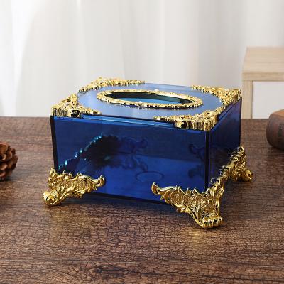 China Art Decor 2021 Newest Car Tissue Box Waterproof Plastic Tissue Box European Style Car Acrylic Tissue Box for sale