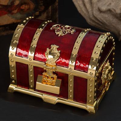 China Vintage Style Desktop Luxury Jewelry Box Metal Double Layer European Jewelry Storage Box For Gifts for sale