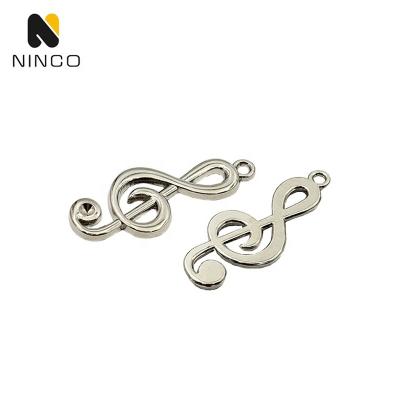 China Eco-Friendly/Nickel Free/Lead Free/Top Quality Wholesale Bra Accessories Fashion Note Shaped Customized Metal Jewelry Pendants Charms Quality Silver Plated Hang Tags with logo for sale