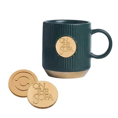 China China Decorative Mug Zinc Alloy Metal Brand Label Engraved Customized Logo Embossed Metal Brand Label For Bottle Mug for sale