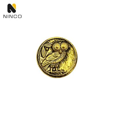 China Viable Antique Gold Embossed Botones Botones Jeans Decorativos Para Metal Leg Buttons Owl Design Sewing Custom Logo Buttons For Clothes Coat for sale