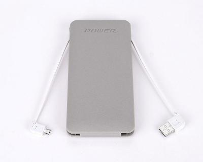 China PC 5V 2A Powerful Portable Power Bank Rechargeable Battery 10000mAH Built in Cable for sale