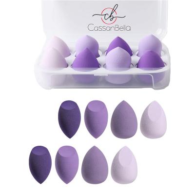 China Cassanbella 8 Pcs Wet Dry Soft Latex Free Wet Use Beauty Makeup Blender Blender Sponge Set With Box, Great For Liquid Cream And Powder for sale