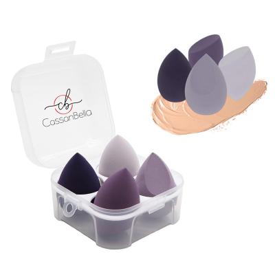 China Cassanbella 4 Pcs Wet Dry Multi Use Latex Beauty Makeup Blender Multi Sponge New Colored Non Set With Box, Great For Liquid, Cream, And Powder for sale