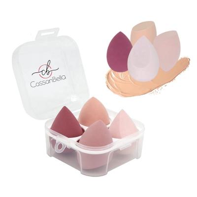 China Cassanbella Wet Dry 4 Pcs Non Colored Multi Use Latex Beauty Makeup Blender Sponge Set With Box, Great For Liquid Cream And Powder for sale