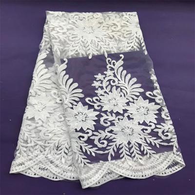 China Latest Water Soluble Hot Selling Soft Wedding Lace Sequin Lace Fabric White French Bridal Lace Embroidery for sale