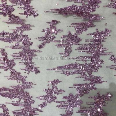 China Sustainable Glitter Lace Applique Fabric With Sequin for sale