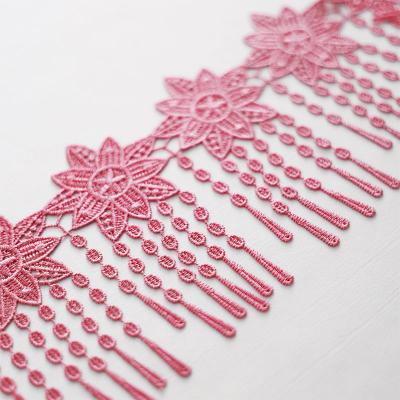 China Cheap Morden Lace Trim Fabric Polyester Lace Fringe Embroidery Lace Tassel Trim For Garment Accessory for sale