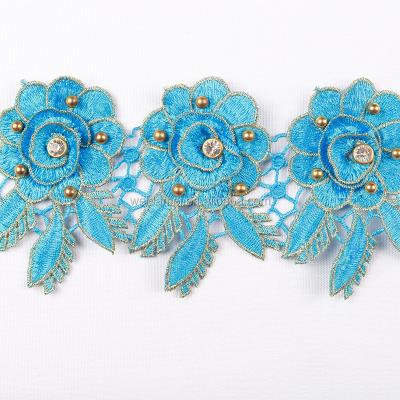 China 3D Trim 2020 New Arrival 3D Trim Bridal Lace Flower Lace Embroidered Guipure 3D Trim Bridal Lace Trim for sale