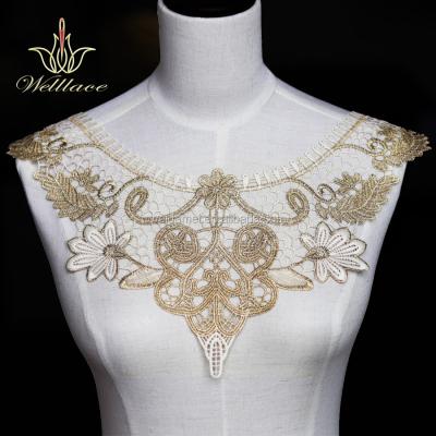 China Bridal Dress Factory Lace Applique Patches Wedding Viable Direct Fancy Lace Collar Embroidery Lace Neck for sale