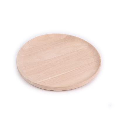 China Sustainable Natural Color 34cm Diameter Round Wooden Log Dinner Dish For Fruit And Nuts for sale