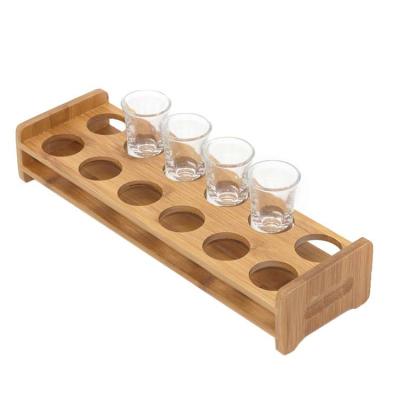 China Sustainable modern and simple wooden storage rack with 11 compartments for glass cups for sale