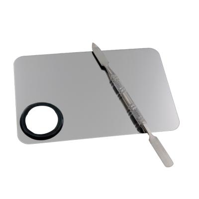 China Cosmetic Artist Painting Palette Art Plate Makeup Mixing Stainless Steel Makeup Handheld Palette Base Hand Dish Nail Palette for sale