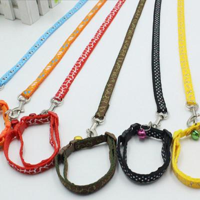 China Amazon Stocked Hot Selling Thickened Decal With Small Bell Dog Collar With Dog Chain Pet Leash for sale