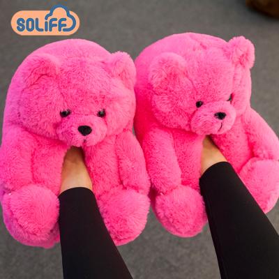 China China factory 2021new arrival plush sexy plush slippers for woman teddy bear slippers for sale