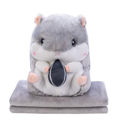 China Animal Plush Hamster Pillow Cover Blanket That Folds Into Pillow 2 in 1 Pillow Cover for sale