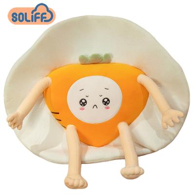 China Custom Creative Plush Insist Poached Eggs Pillow Creative Soft Cushion People Mat Plush Toys Custom Stuffed Sloth Animals for sale