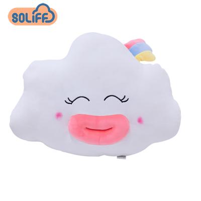 China Custom Cute Anti-static Appeal Mouth Car Office Cushion Pillow Baby Plush Back Decorative Pillow for sale