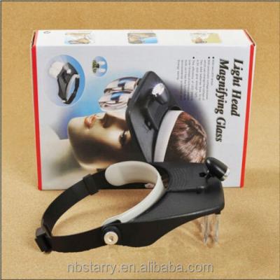 China Plastic Light Head Magnifier Hands Free Head Magnifier Lens With Adjustable Light for sale