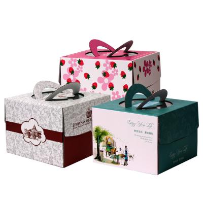 China Recyclable Paper Cake Box With Handle Packaging Paper Cake Box for sale