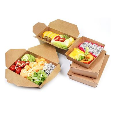 China Free Sample Recyclable Kraft Take Away Food Lunch Box Biodegradable Paper Food Delivery Paper Packing Boxes for sale