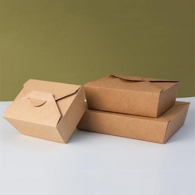 China Recyclable Eco Friendly Kraft Food Delivery Paper Container Food Packaging Disposable Lunch Box for sale