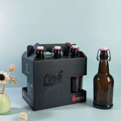 China Recyclable Wholesale Cheap Bottle Of Beer Wine Paper Box 4/6 Custom Logo Portable Wine Gift Box With Window for sale