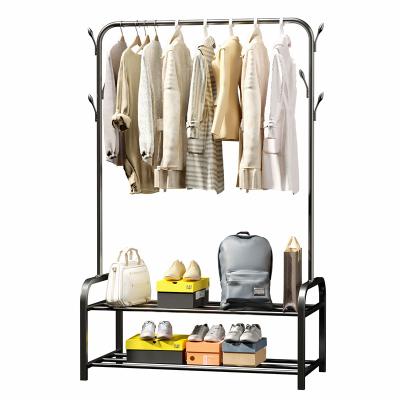 China KOREAN Pink White Single Metal Black Double Layer Indoor Bedroom Hanger Rack for sale