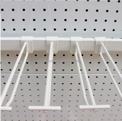 China Pipe Hooks Huohua Good Quality Double Fork White Metal Supermarket Shelf Hooks for sale