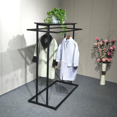 China Retail Store Metal Material Black Color Floor Standing Clothing Store Display Rack for sale