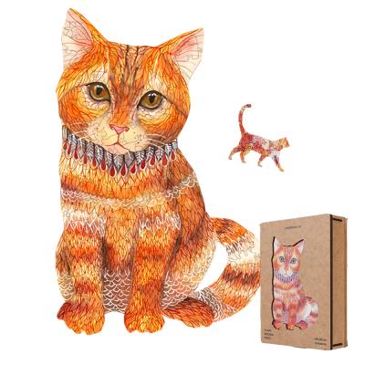 China DIY TOY 2021 Jigsaw Toys Wooden Adult Educational Wood Cat Jigsaw Puzzle for sale