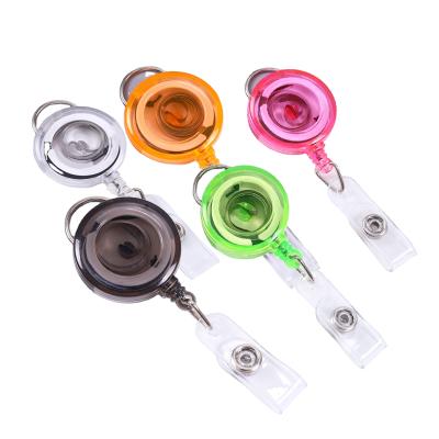 China 2021 Hard Metal Portable Clip Yohi Plastic Round Easy Pull Buckle Sublimation To Wear Badge Reel for sale