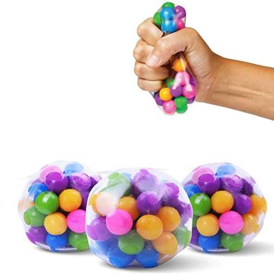 China 2021 Squeezable Colorful Yohi Relaxation Figet Beads Inside Colorful Sensory Squeeze Wiggles Dnaes Ball for sale