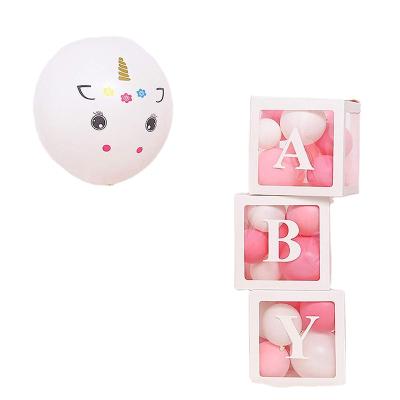 China Transparent Valentine's Day Yohi Baby Shower Boy Girl Box Baby Christening Birthday Party Decor Balloon Box for sale