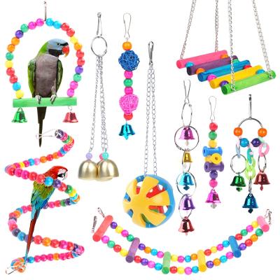 China 10 Pack Deluxe Yohi Birdcage Toys for Reliable Chewable Parrots - Swing Hanging Chewing Bite Bridge Parrot Toys for sale