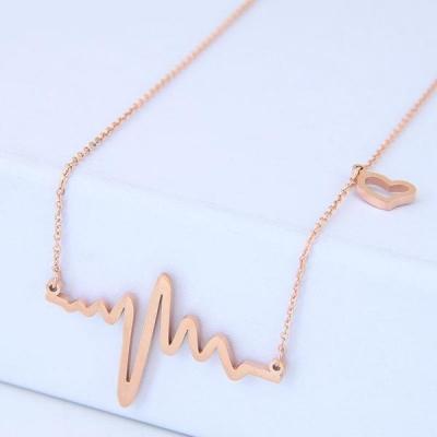 China 2019 Hot New 18K Gold Plated Stainless Steel ECG Necklace With Heart Pendant for sale