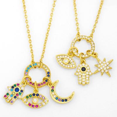 China Dropshipping TRENDY Jewelry Gold Plated Brass Copper Necklace Trendy Eyes Chain Pendant Necklace For Women Wholesale for sale