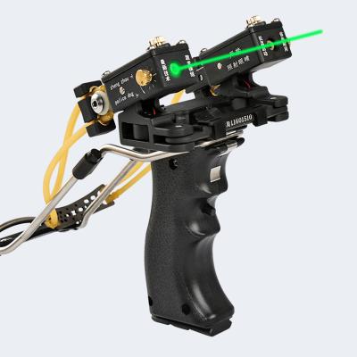 China Laser Aiming Slingshot Hunting Outdoor Powerful Bow Slingshot High End Rubber Bands Folding Wrist Slingshot Outdoor Jingquan Catapult for sale