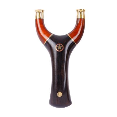 China Brass + Rosewood Solid Wood Slingshot Patch Stitching Red Sandalwood Metal Flat Leather Precision Recurve Powerful Outdoor Slingshot Catapult for sale