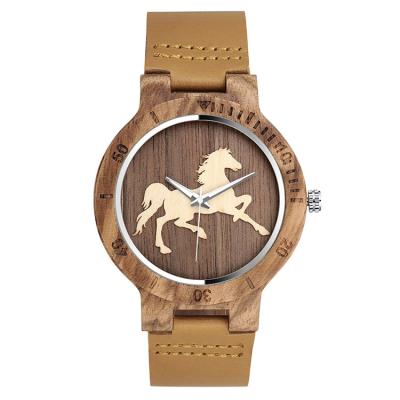 China Stainless Steel Strap Leather Watch Men's Watch Wooden Dial Quartz Watch Fashion Simple Daily Horse Fashionable Watch for sale