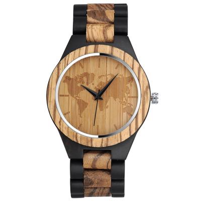 China Full Wooden Bamboo Strap Men's Watch Fashion Wooden Dial Quartz Watch World Map Stylish and Unique Bamboo Strap Men's Watch for sale