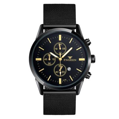 China Fashion Slim Simple Quartz Watch Day/Date Analog Dial Digital Calendar Three Eyes Display Men's Watch for sale