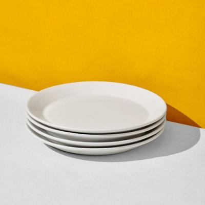 China Sustainable Bulk Cheap Classic Matte Dining Plate Set / White Round Italian Restaurant Ceramic Dinner Dishes for sale