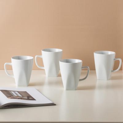 China Viable Nordic Minimalist Style Handmade Square Mug Sets Custom White Cheap Ceramic Coffee Tea Cups For Home for sale