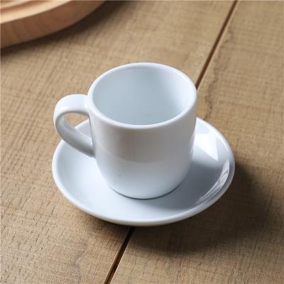 China Wholesale Customized Stocked Vintage Cafe Restaurant Hotel White Ceramic Cup And Saucer With Handle for sale