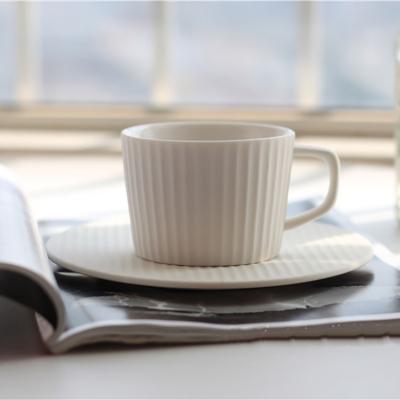 China Factory direct sale home breakfast matte cappuccino cup vintage stocked ceramic coffee cup and saucer for sale