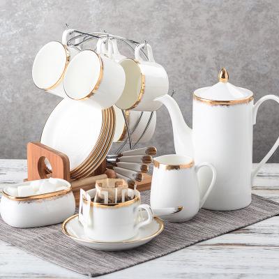 China Modern Stocked Drinkware Coffee Cups Set 15 Pcs European Luxury Royal Ceramic Tea Set For Afternoon Tea for sale