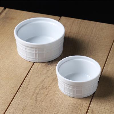 China Customized Viable Usbd Hotel Bowl Baking Cake Soufflé Home Pudding Ramekin Viable Bakeware For Weeding Party for sale