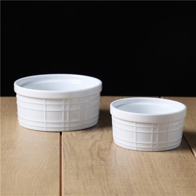 China Viable custom size pudding bowl wholesale bakeware souffle dishes ceramic ramekins for home hotel for sale