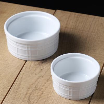 China Viable hot sale cheap price pudding souffle dishes ceramic round ramekins bowls for home kitchen for sale